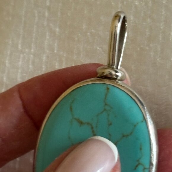 ATI 925 Made in Mexico Large Turquoise Pendant - Picture 7 of 12
